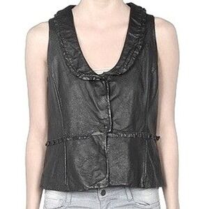 NWT $560 Sportmax Max Mara  black leather vest. M